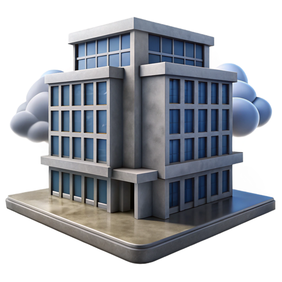 elegant rustic A Brutalist Concrete Office Building with professional png