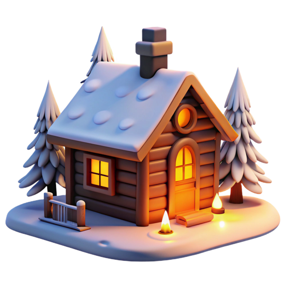 beautiful minimalist A Rustic Log Cabin Nestled in a Snowy genuine png