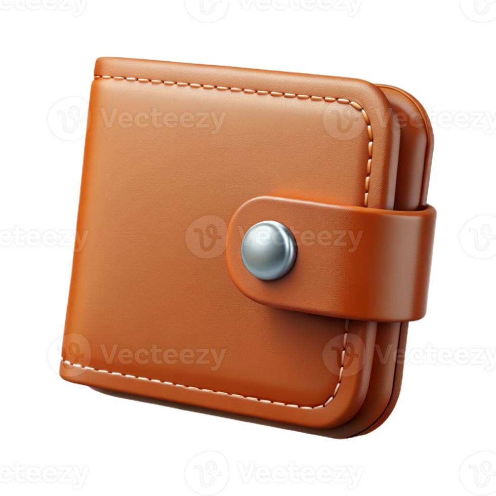 gorgeous playful bohemian Photorealistic, ultra-detailed isolated cutout of a single brown leather wallet closed Isolated cutout with Transparent Background exclusive png