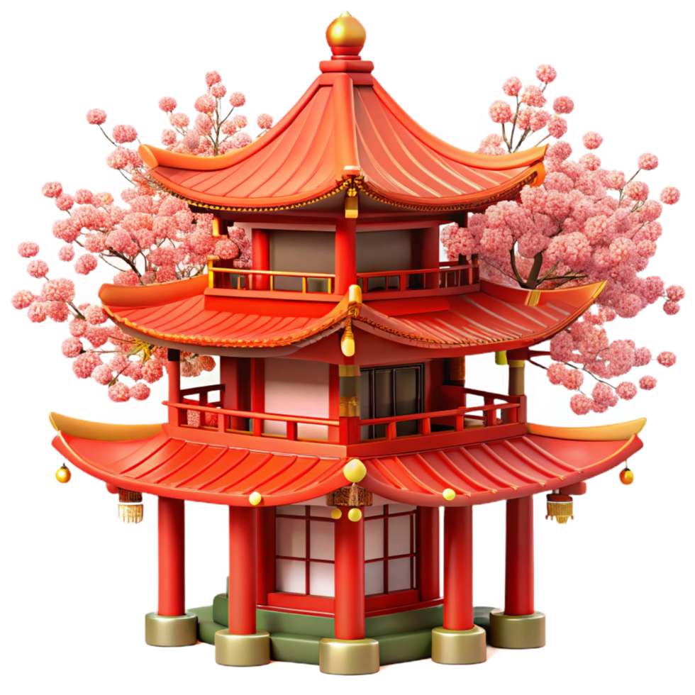 magnificent modern A Traditional Chinese Pagoda with Vibrant 4K png