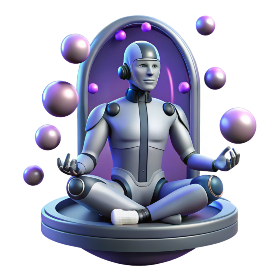 stunning contemporary A Cyborg Warrior Meditating in a Zero premium png