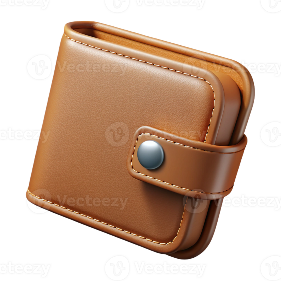 wonderful artistic Photorealistic, ultra-detailed isolated cutout of a single brown leather wallet closed Isolated cutout with Transparent Background gallery standard png