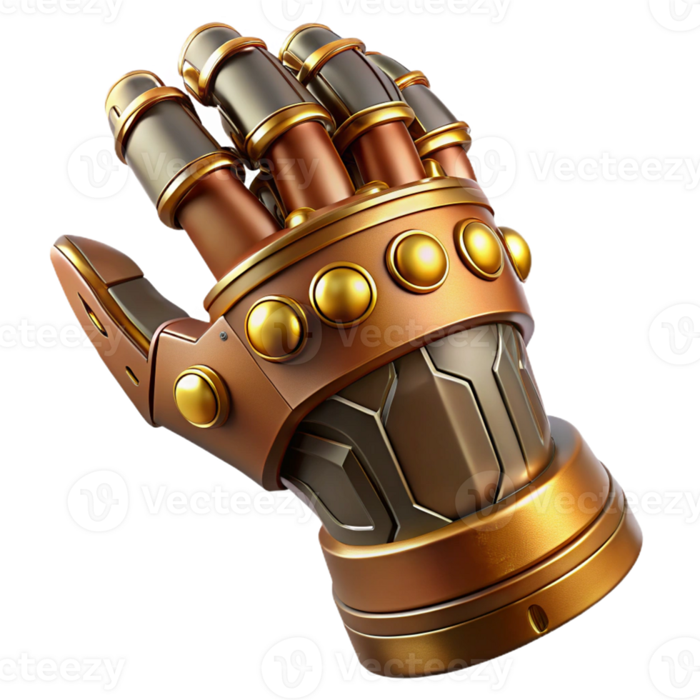 glorious elegant Concept art style, isolated cutout of a steampunk gauntlet with articulated fingers and brass plating Hyper-specific, ultra-detailed with Transparent Background elite png
