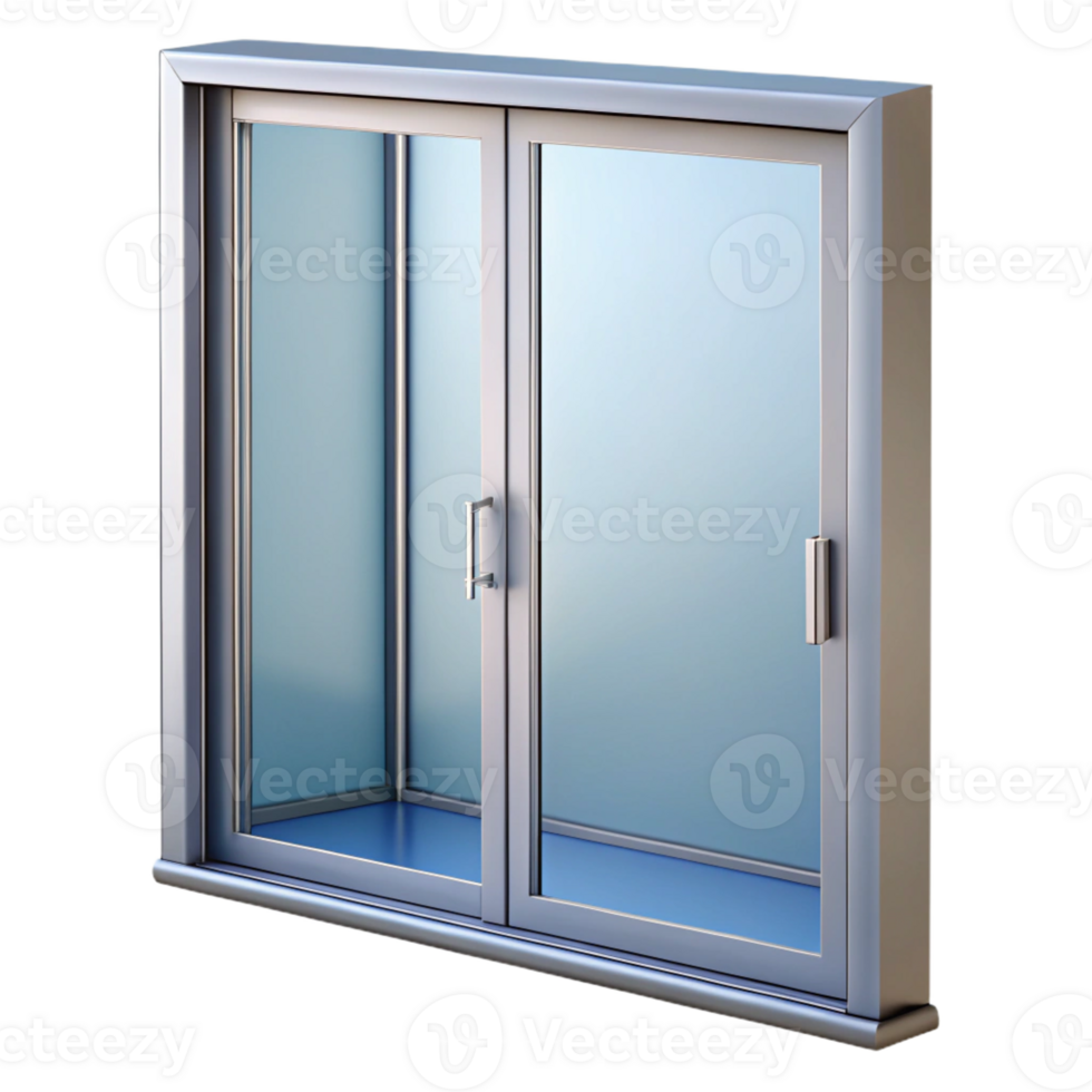 dreamy pristine Sliding glass door, aluminum frame with Transparent Background expertly shot png