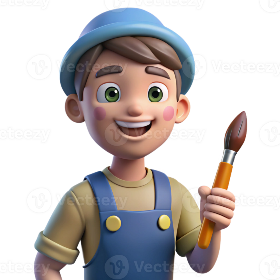timeless avant-garde Artist holding a paintbrush with Transparent Background impeccable png
