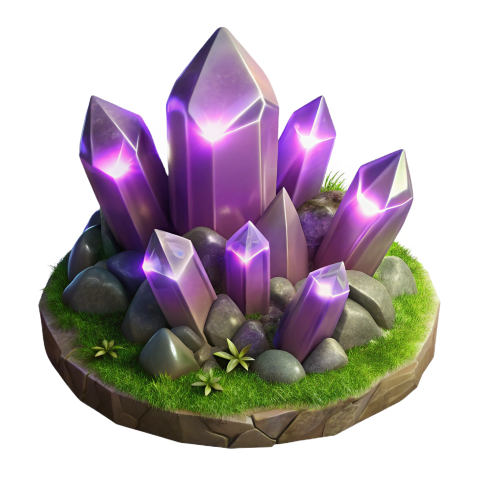 beautiful traditional A Cluster of Amethyst Crystals Sprouting original png