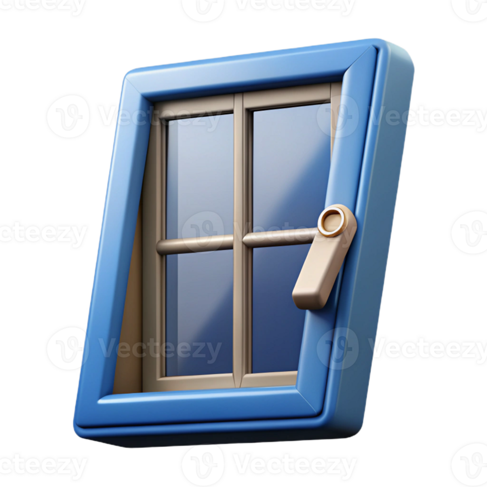 striking modern Casement window, crank handle with Transparent Background high quality png