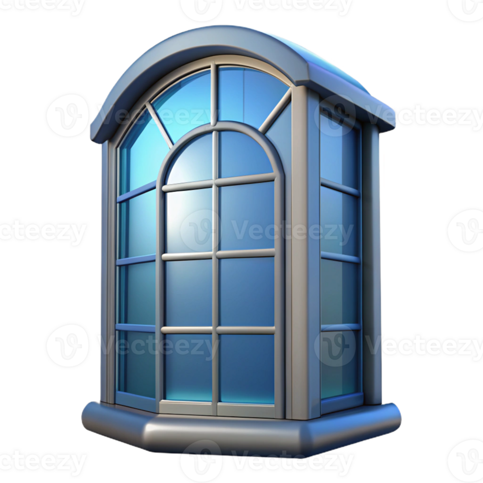 quintessential modern Bay window, curved glass panes with Transparent Background artisan png