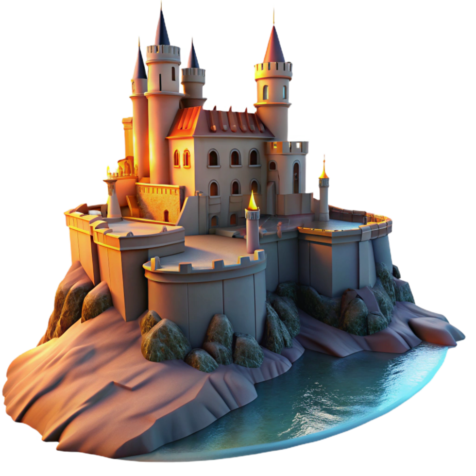 stunning artistic A Medieval Castle Perched on a Cliff genuine png