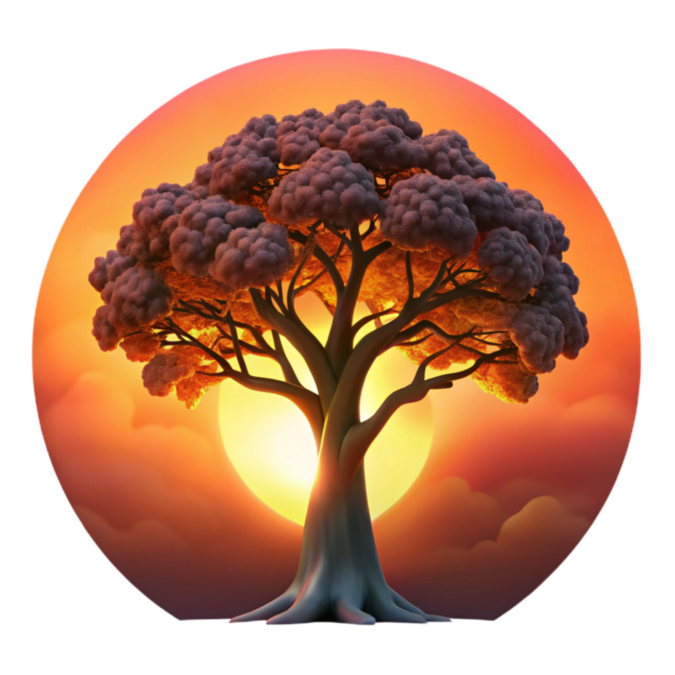 magnificent creative A Majestic Oak Tree Silhouetted Against a premium png