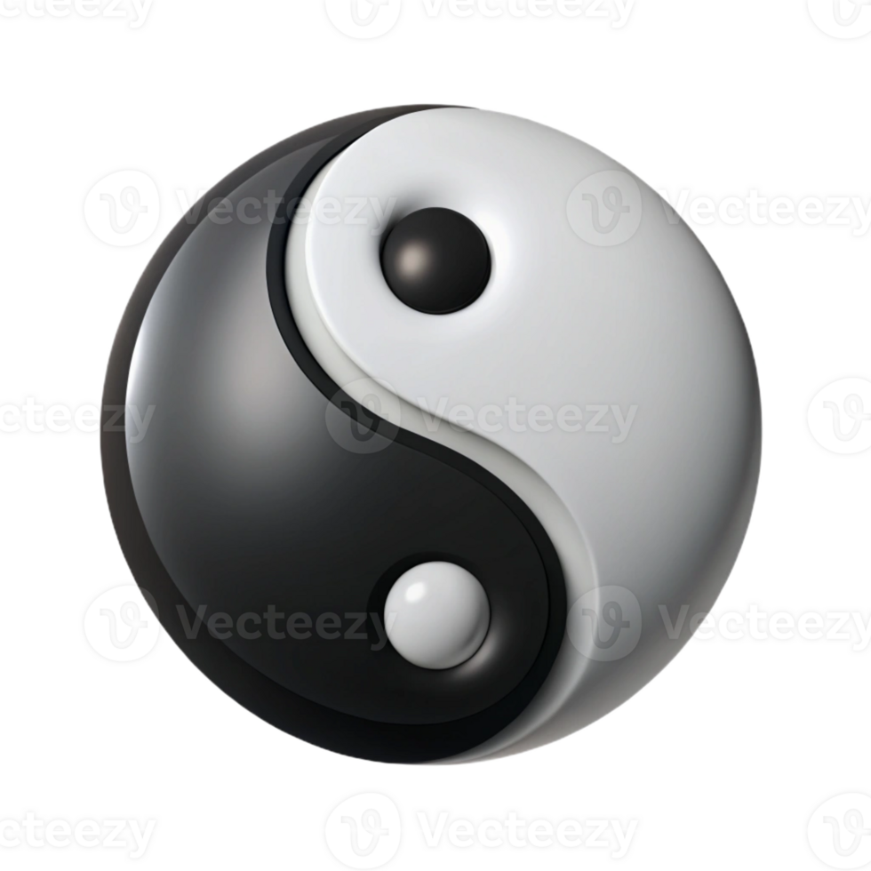 majestic unforgettable A stylized Yin Yang symbol, black and white with Transparent Background png