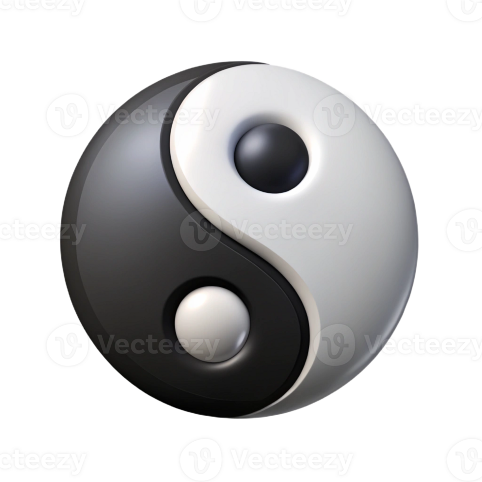 captivating joyful art deco A stylized Yin Yang symbol, black and white with Transparent Background 4K png