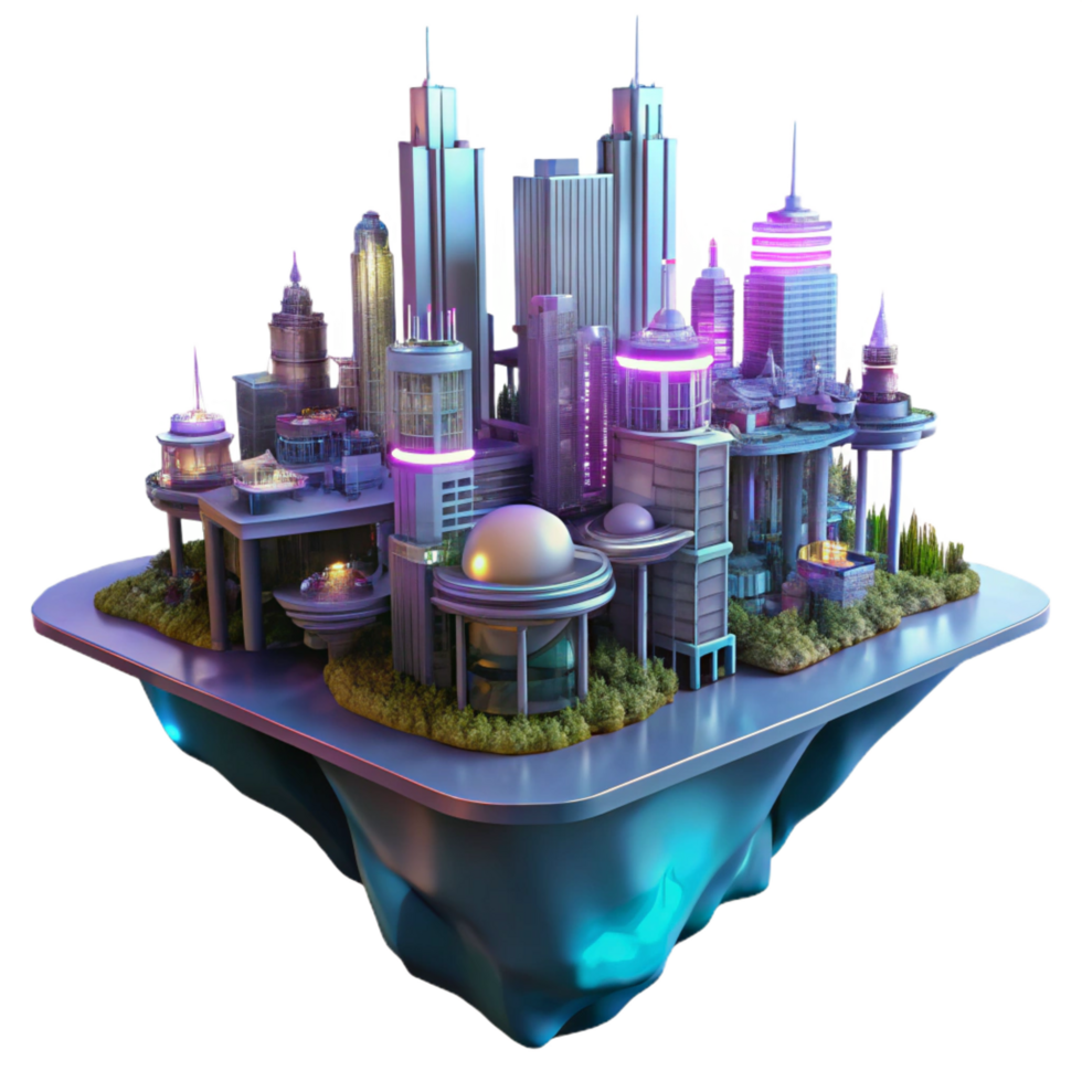 wonderful minimalist A Futuristic City Built on Stilts Above a authentic png