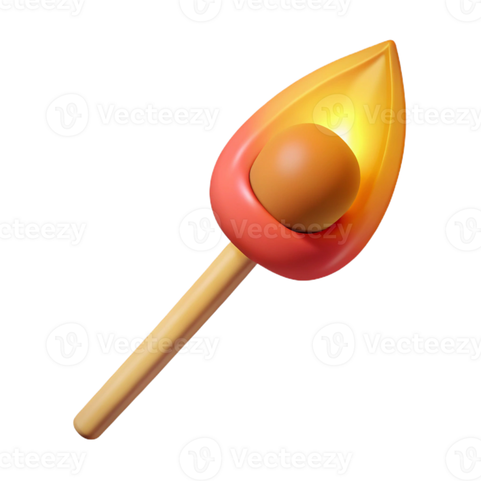 mesmerizing tranquil baroque A single, lit matchstick with Transparent Background 4K png