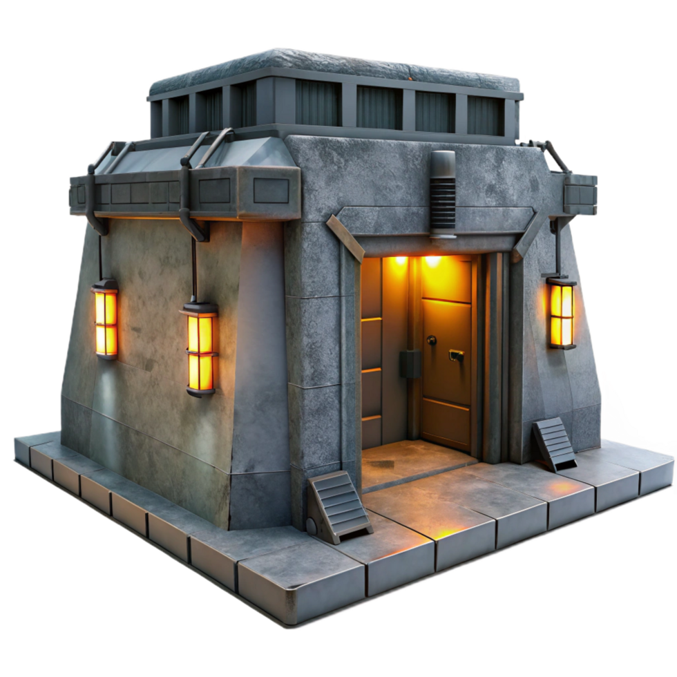 beautiful rustic An Underground Bunker with Thick Concrete detailed png