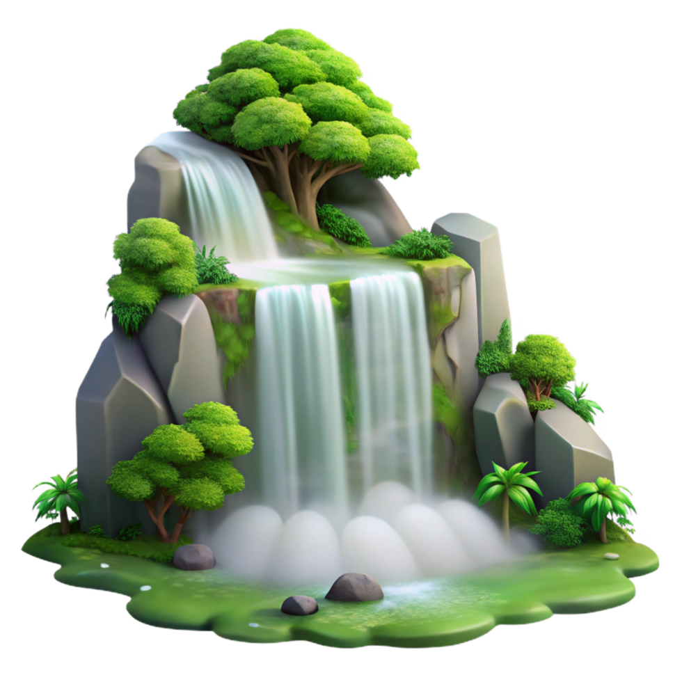 extraordinary classic A Cascading Waterfall Surrounded by Lush authentic png
