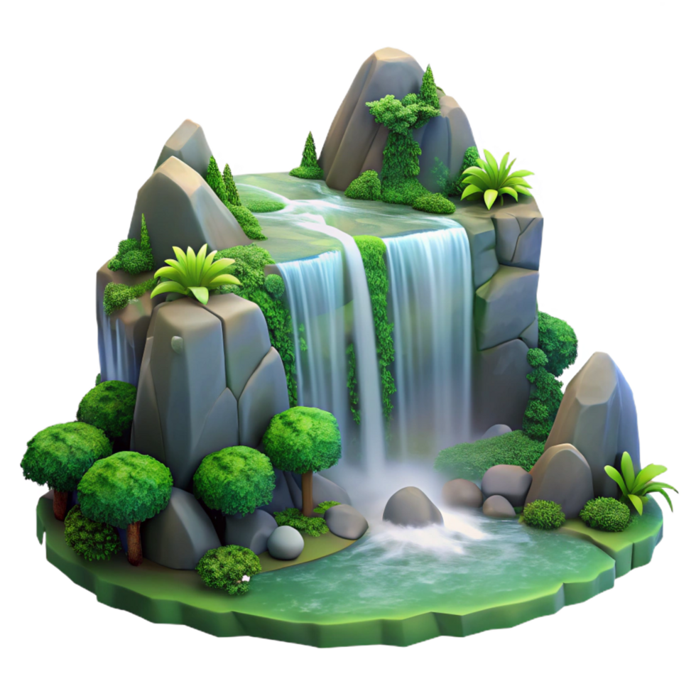 wonderful contemporary A Cascading Waterfall Surrounded by Lush authentic png