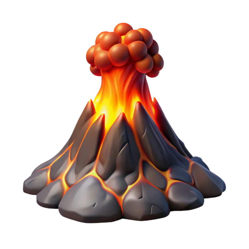 serene vintage A Volcanic Eruption Spewing Molten Lava authentic png