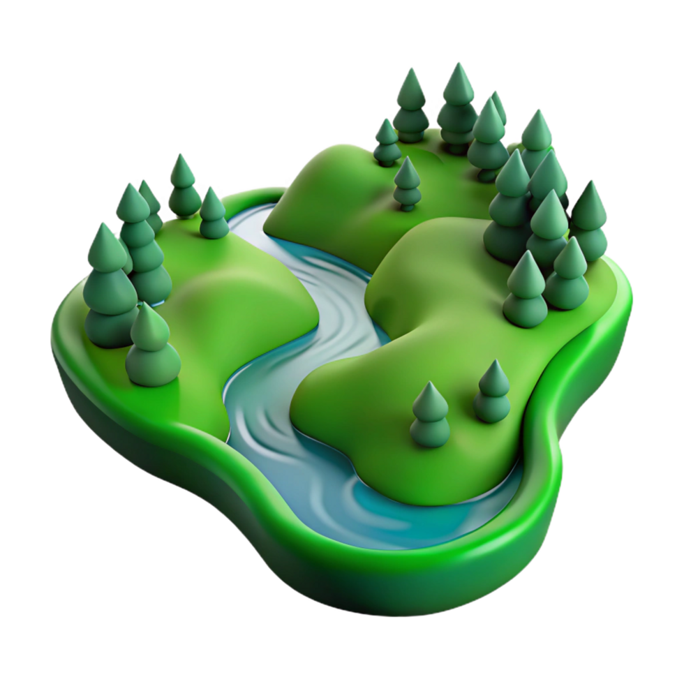 dramatic abstract A Winding River Flowing Through a Green high resolution png
