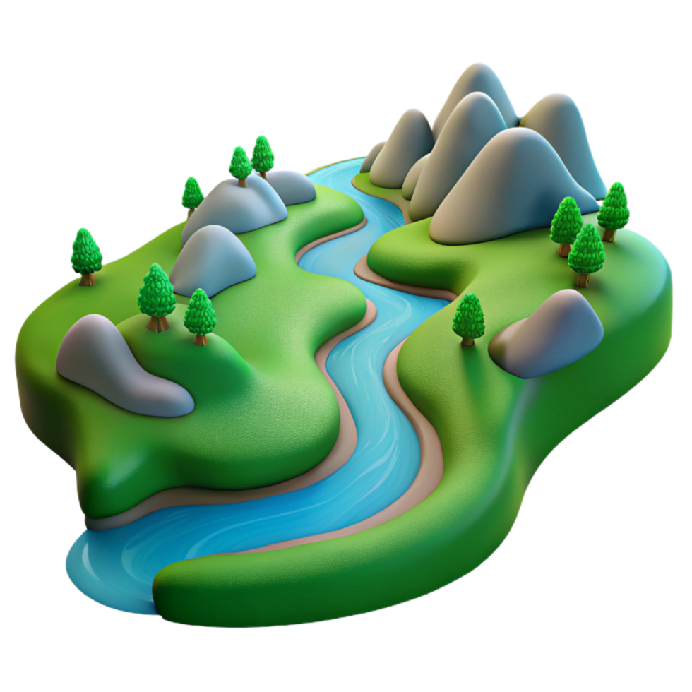 impressive traditional A Winding River Flowing Through a Green exclusive png