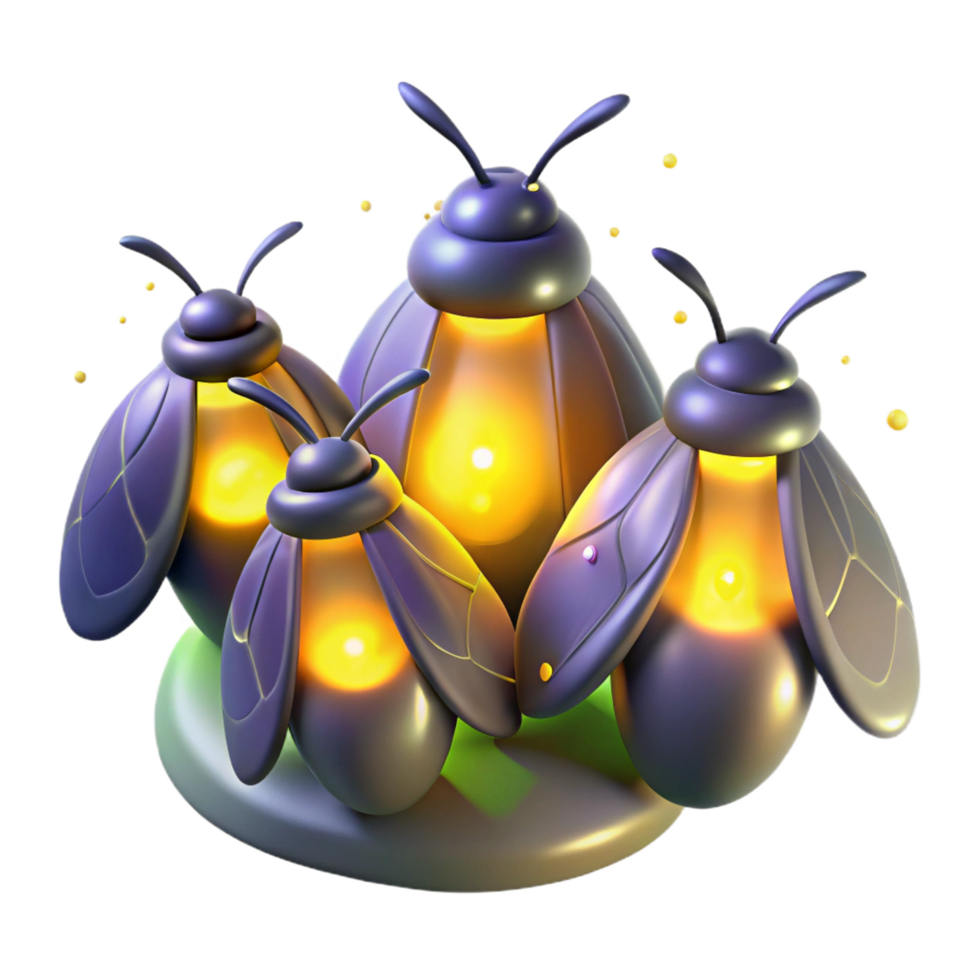 magnificent contemporary A Group of Fireflies Glowing in the authentic png
