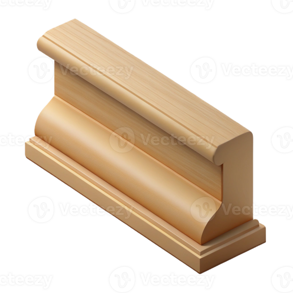 distinguished vintage Baseboard molding, simple wood trim with Transparent Background 4K png
