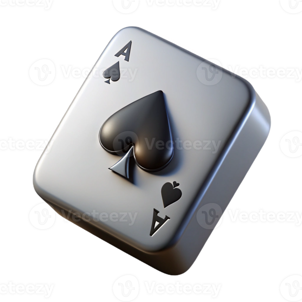 dynamic glorious Photorealistic, isolated cutout of a single, playing card, Ace of Spades with Transparent Background high quality png