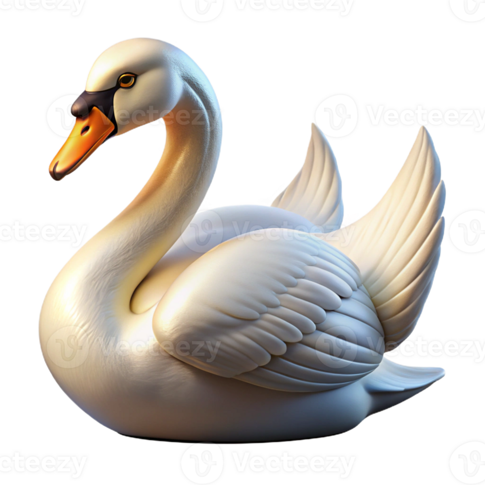 playful captivating Graceful swan, elegant posture, with Transparent Background luxury png