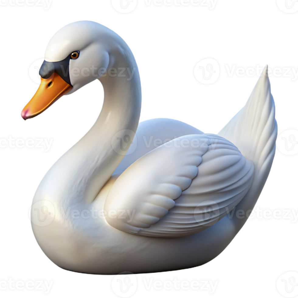 spectacular dreamy classic Graceful swan, elegant posture, with Transparent Background high resolution png