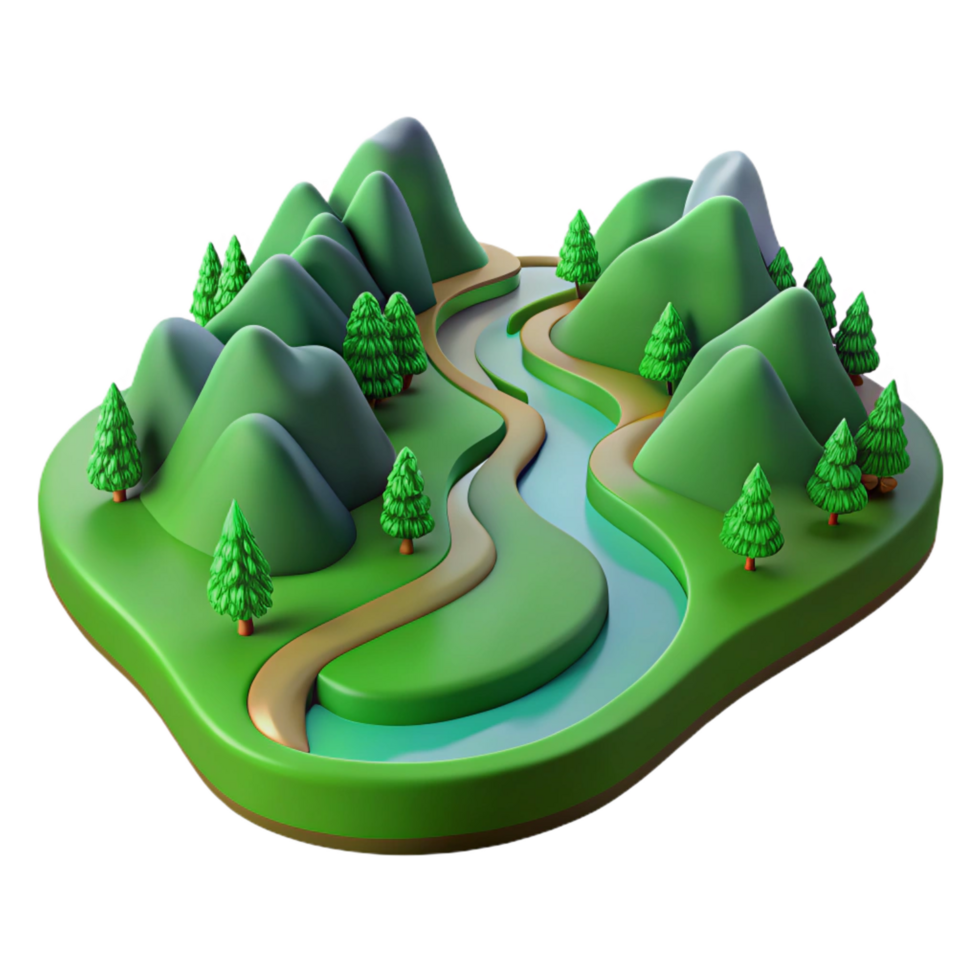 magnificent modern A Winding River Flowing Through a Lush exclusive png