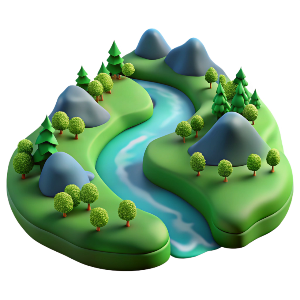 vibrant rustic A Winding River Flowing Through a Lush genuine png