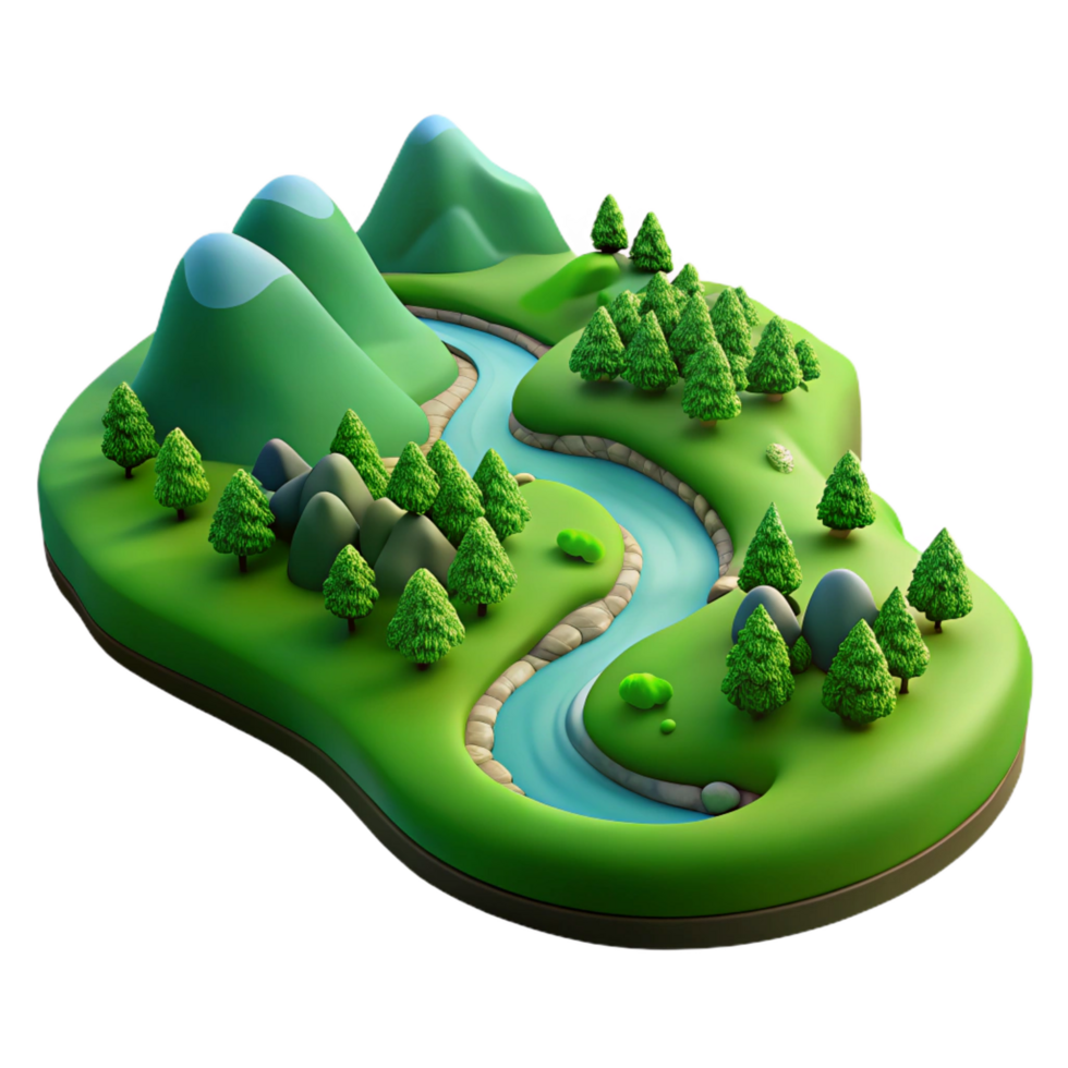 stunning minimalist A Winding River Flowing Through a Lush detailed png