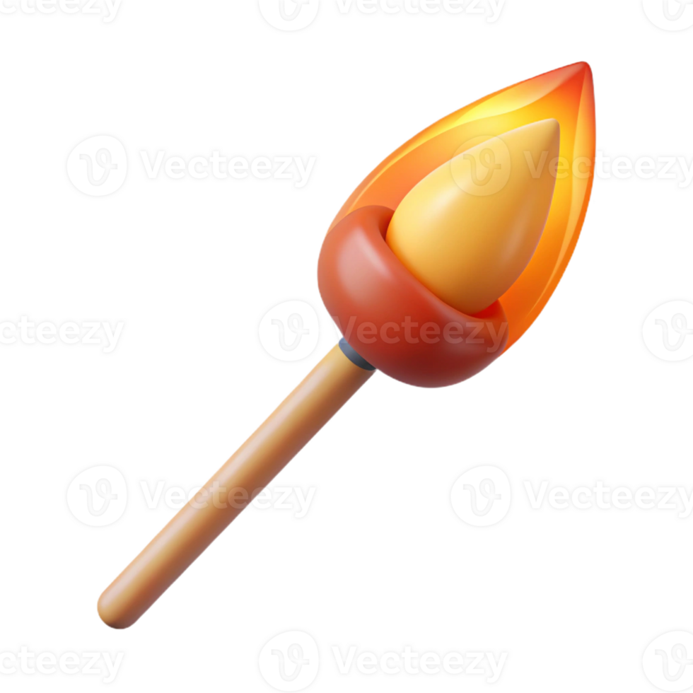 serene unparalleled A single, lit matchstick with Transparent Background png