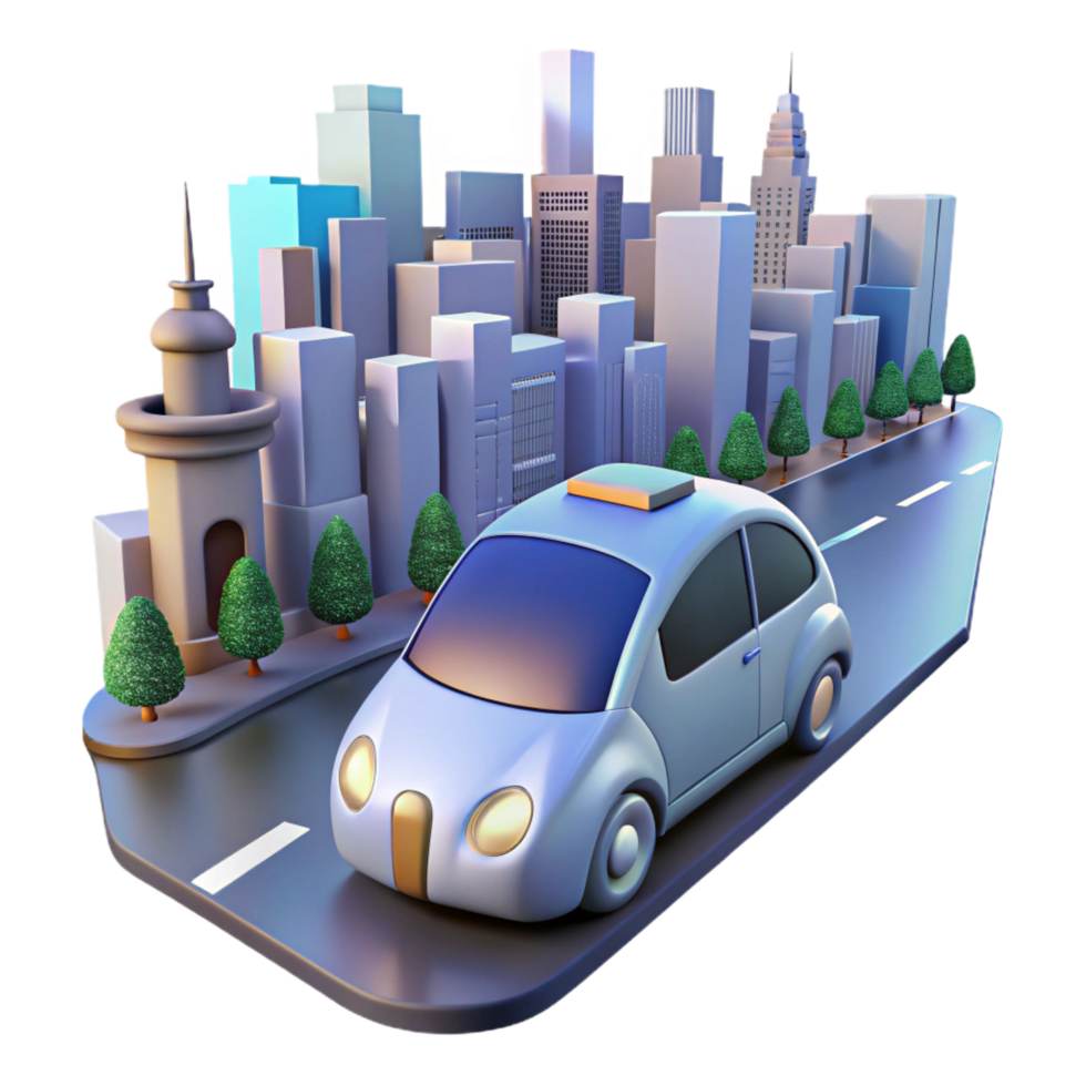 beautiful contemporary A Self Driving Car Navigating a Busy City exclusive png