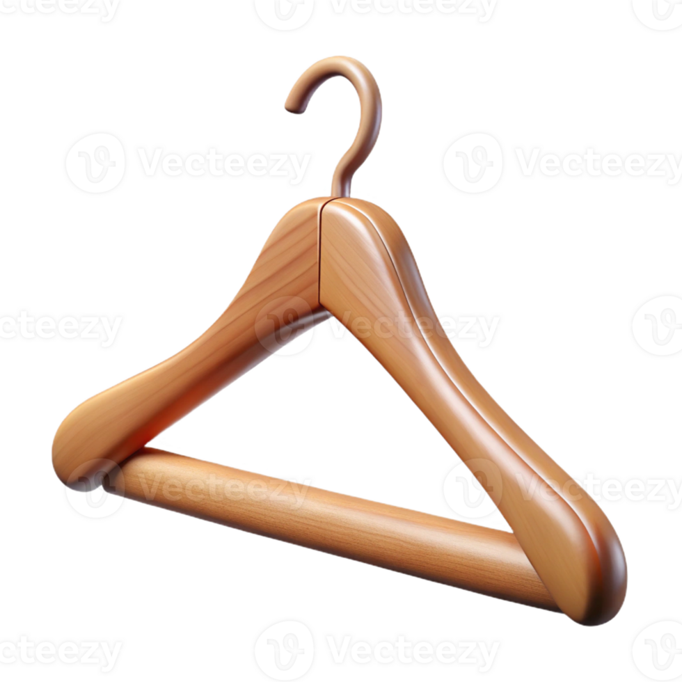exceptional modern Hyper-specific professional render of a single blank wooden clothes hanger Isolated cutout with Transparent Background luxury png