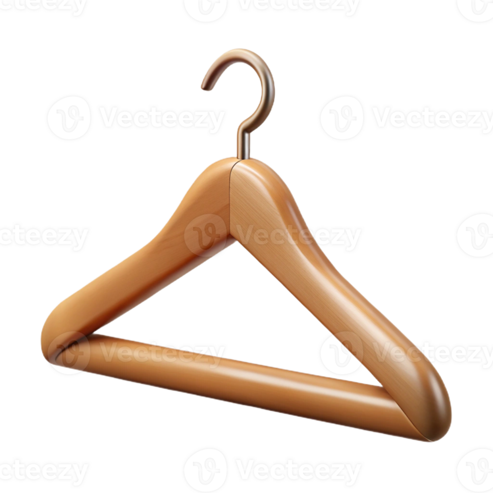 exceptional minimalist Hyper-specific professional render of a single blank wooden clothes hanger Isolated cutout with Transparent Background high quality png