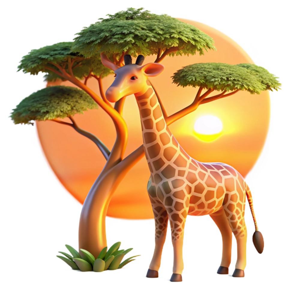 stunning traditional A Gentle Giraffe Reaching for Leaves on a professional png