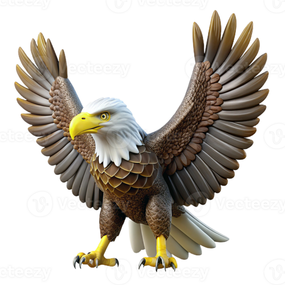 elegant minimalist Majestic bald eagle, wings spread, with Transparent Background fine detail png