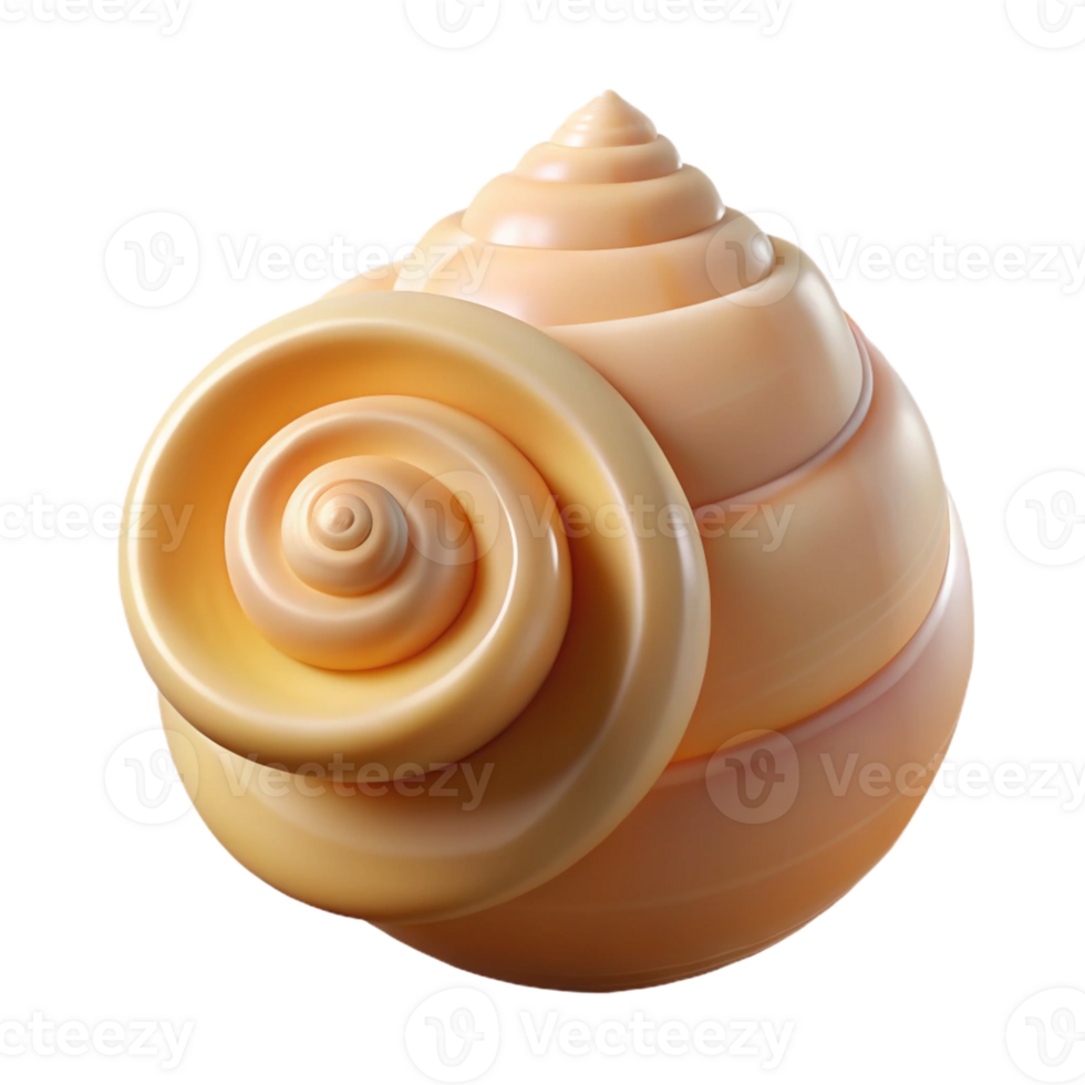 splendid distinguished Photorealistic, isolated cutout of a single, seashell, spiral shaped with Transparent Background png