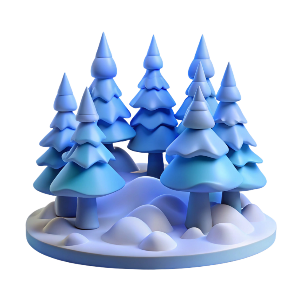 serene artistic A Snow Covered Pine Forest Soft Blue professional png