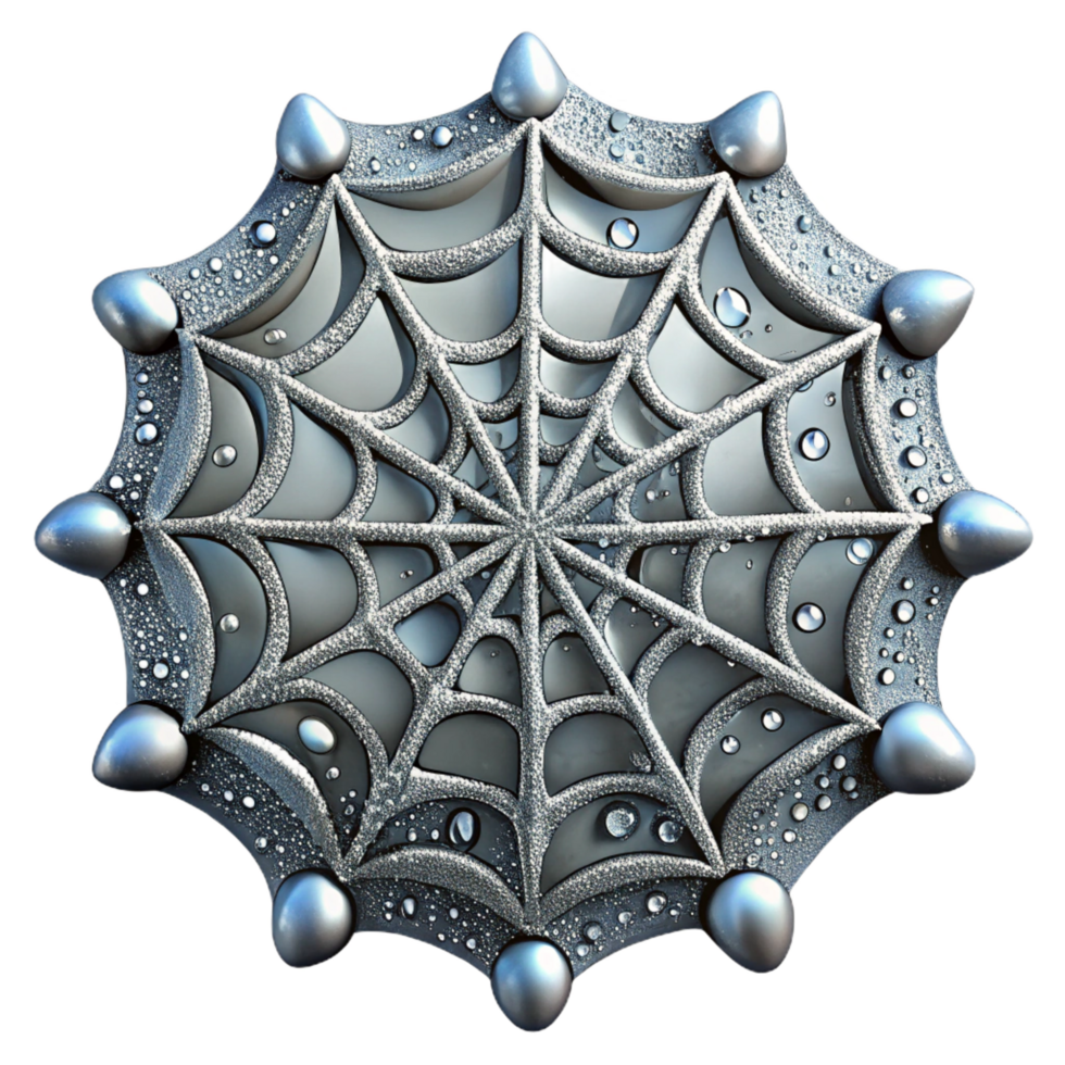 serene creative A Close Up of a Spiderweb Covered in Dew genuine png