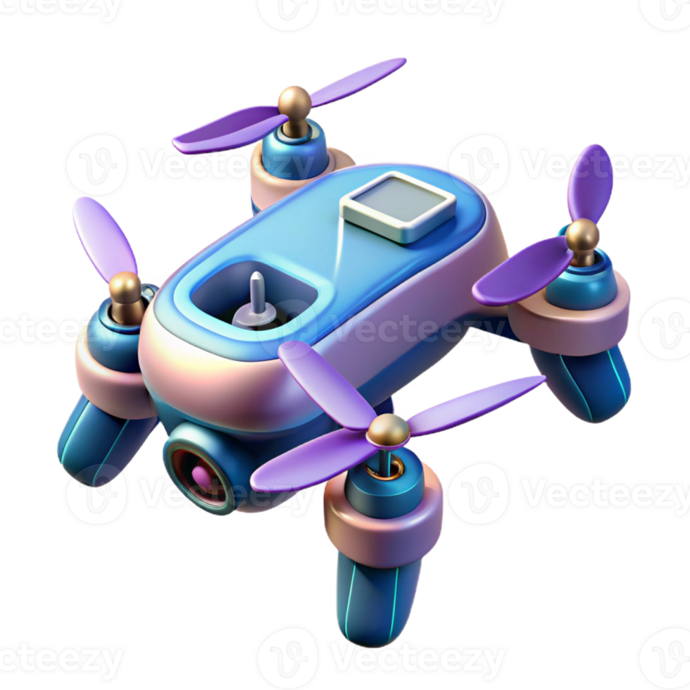 notable futuristic Ultra-detailed, concept art style, isolated cutout of a futuristic, drone, quadcopter design with Transparent Background high quality png