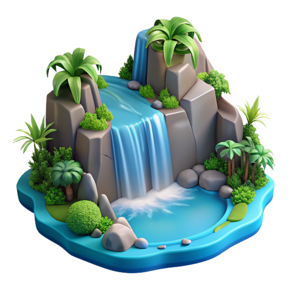 impressive rustic A Cascading Waterfall Plunging Into a authentic png