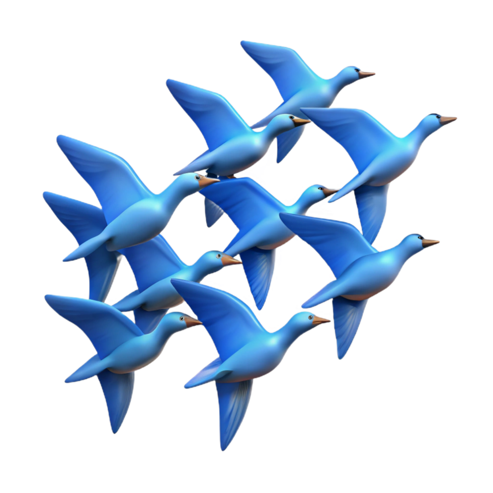 serene traditional A Flock of Birds Flying in Formation exclusive png