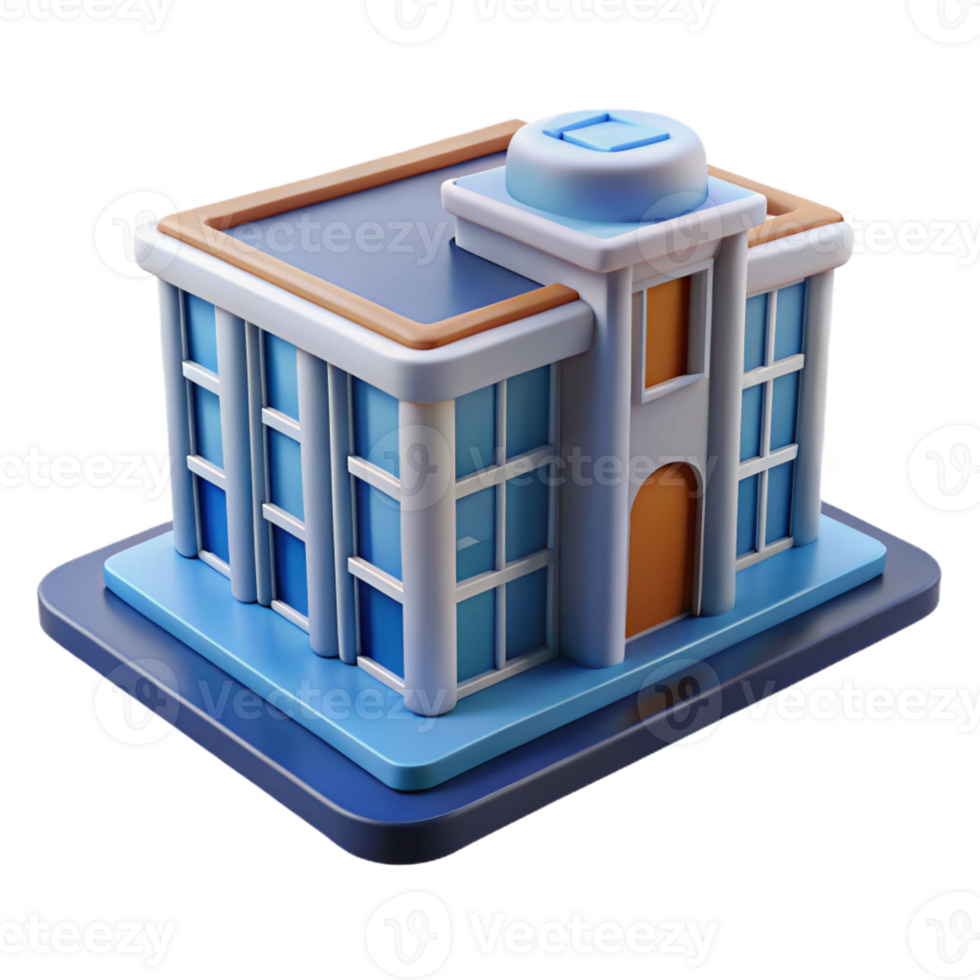 elegant coastal BIM model, D building representation with Transparent Background professional png