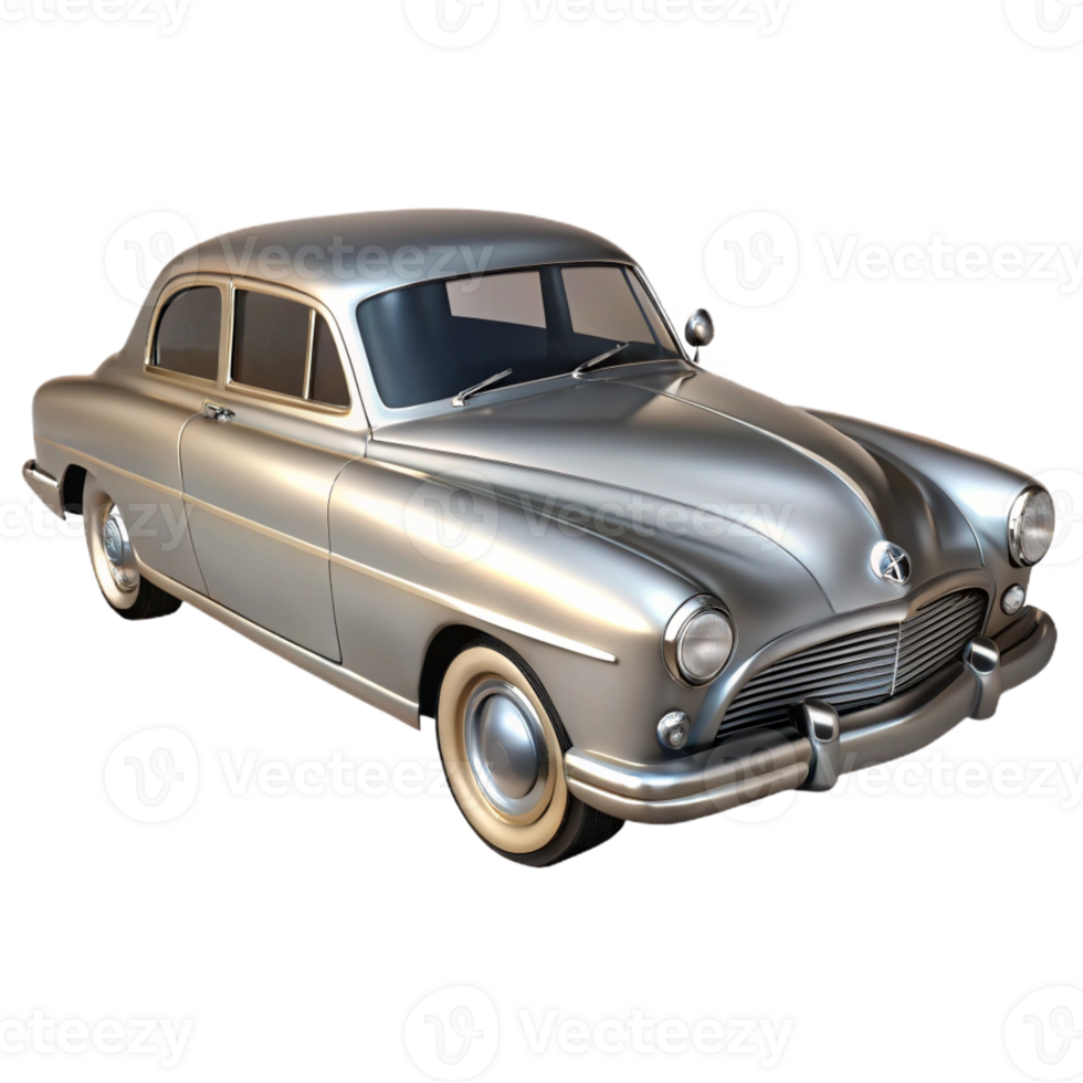 elegant urban Classic car, polished chrome, with Transparent Background studio quality png