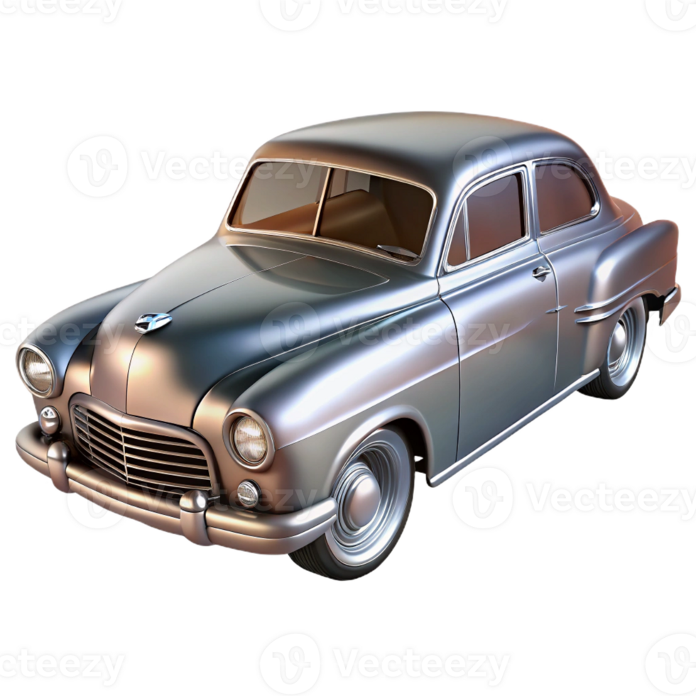 celebrated organic Classic car, polished chrome, with Transparent Background high quality png