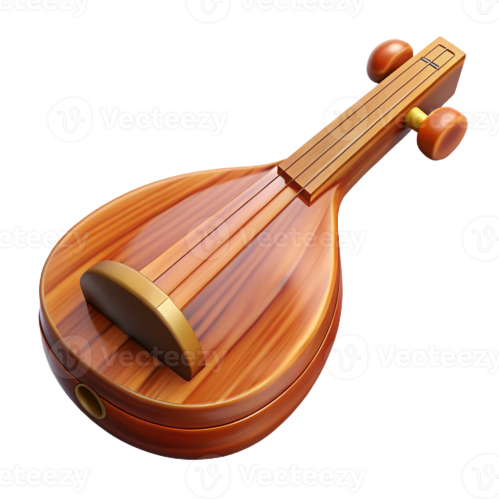 exquisite ethereal renaissance Musical instrument, polished wood, with Transparent Background handcrafted png
