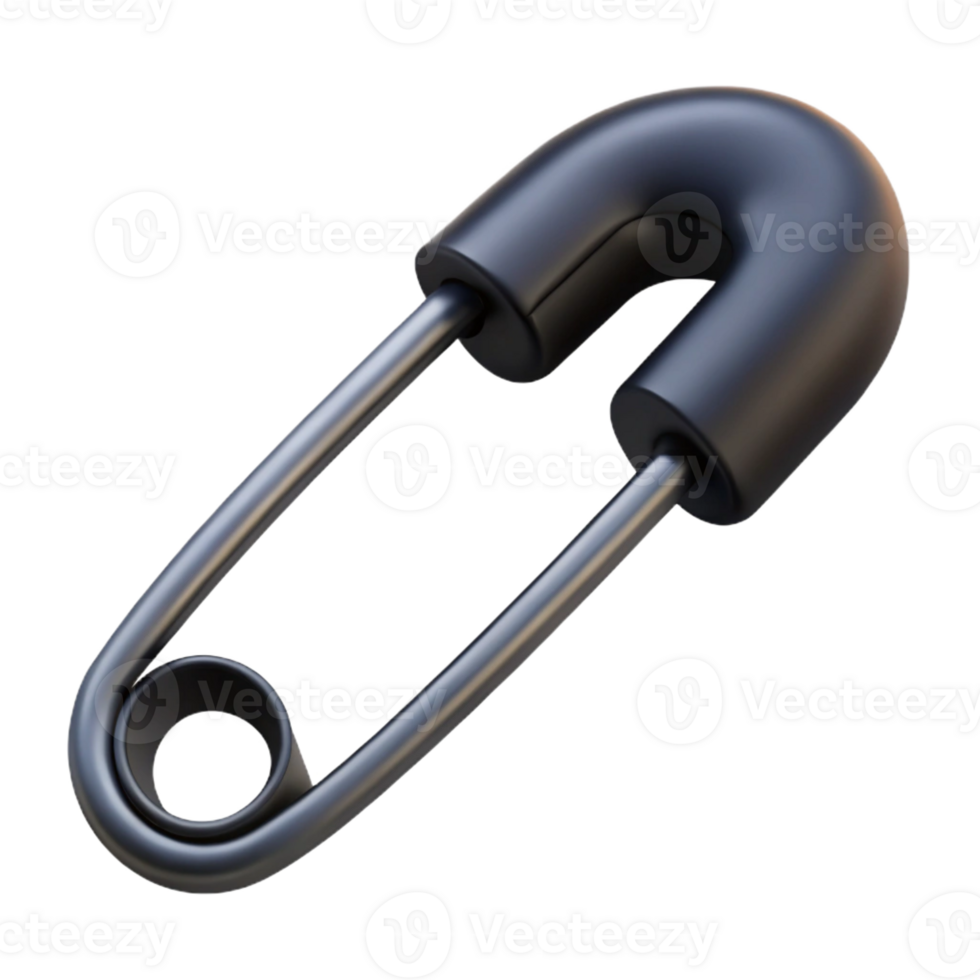 exemplary creative Concept art style, isolated cutout of a single matte black safety pin, closed with Transparent Background elite png