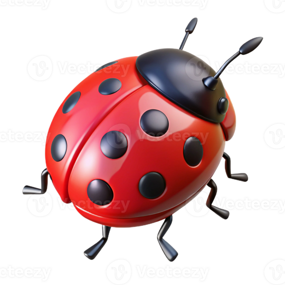 dreamy spectacular Ladybug, red with black spots, crawling with Transparent Background masterfully captured png